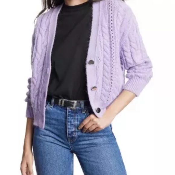 The Kooples Lilac Cable Knit Cardigan. Mix Mohair. Size L/XL. NWT.  MSRP $345 - Picture 2 of 6